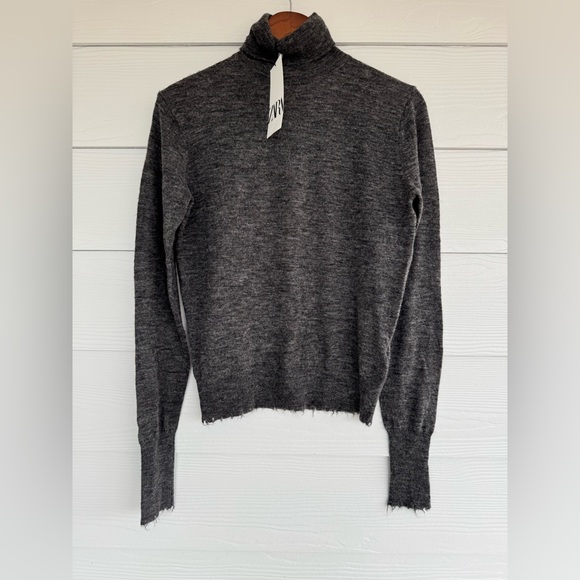 ZARA Women’s Turtleneck Sweater Gray Size S Alpaca Wool Blend NWT - Picture 4 of 10